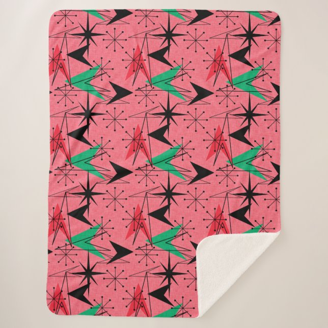 Couverture Sherpa Snazzy Mid-Century Moderne Orange Aqua Atomic (Devant)