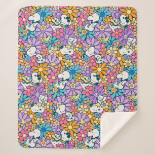 Couverture Sherpa Snoopy & Motif de fleurs de bois