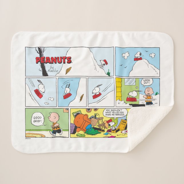 Couverture Sherpa Snoopy Sled Riding Food Dish (Devant (Horizontal))