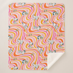 Couverture Sherpa Snoopy & Woodstock Super Vibes Motif orange