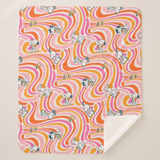 Couverture Sherpa Snoopy & Woodstock Super Vibes Motif orange (Devant)