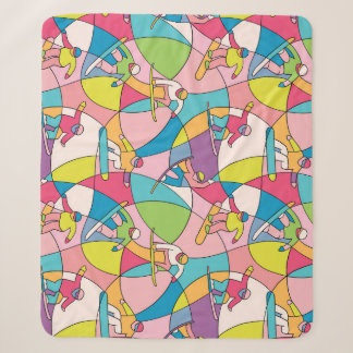 Couverture Sherpa snowboarders colorés : motif vintage sans soudure.