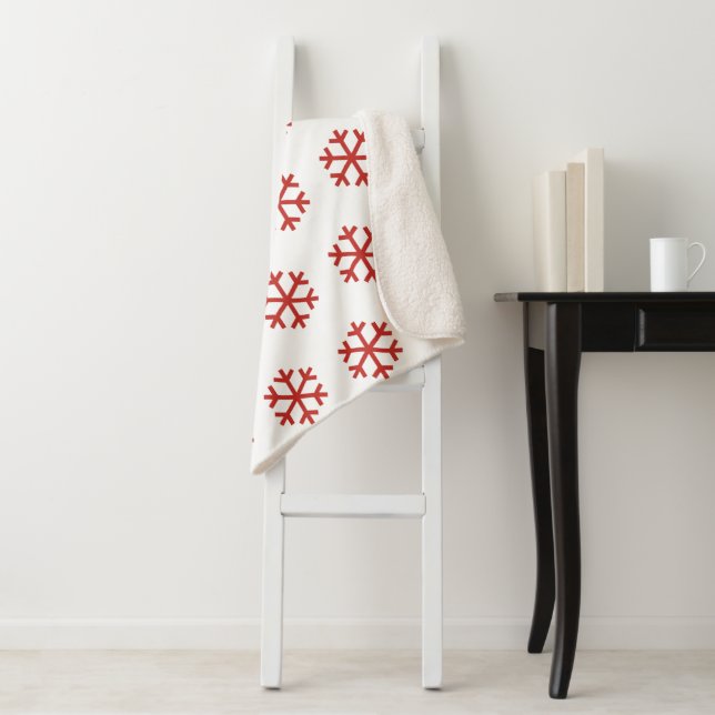 Couverture Sherpa Snowflake rouge Blanche Sherpa (En situation)