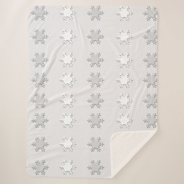 Couverture Sherpa Snowflakes blanc et gris Sherpa Blanket (Devant)