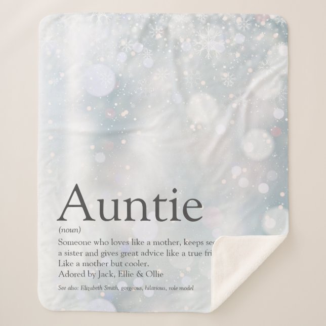 Couverture Sherpa Snowflakes Cool Tante Tante Citation pour les fête (Devant)