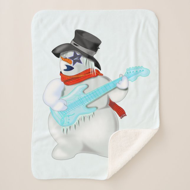 Couverture Sherpa Snowman de Noël avec guitare Sherpa Blanket (Devant)