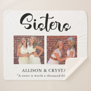 Couverture Sherpa Soeurs Calligraphie 2 Photo Collage Citation Cade