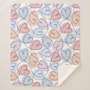Couverture Sherpa Soft Hearts : Continuous Line Valentine's