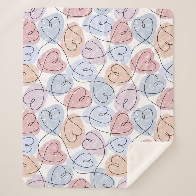 Couverture Sherpa Soft Hearts : Continuous Line Valentine's (Devant)