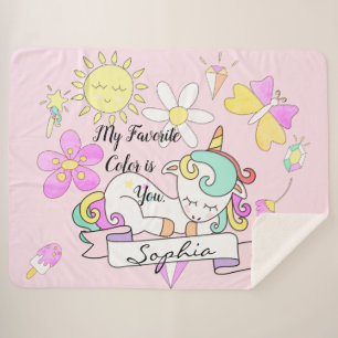 Couverture Sherpa Soft Sherpa Sleepy Unicorn Nom de la couronne Blan