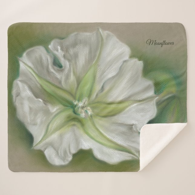 Couverture Sherpa Soirée Moonflower Pastel Art Personnalisé (Devant (Horizontal))