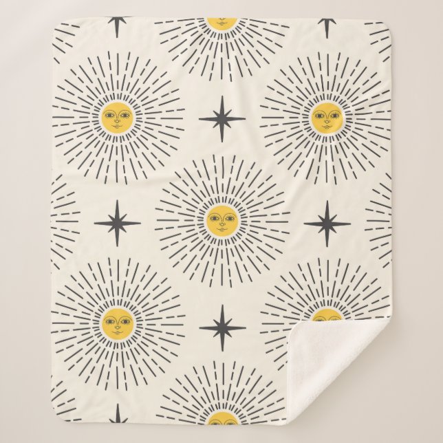 Couverture Sherpa Soleil avec Motif céleste sans joint (Devant)