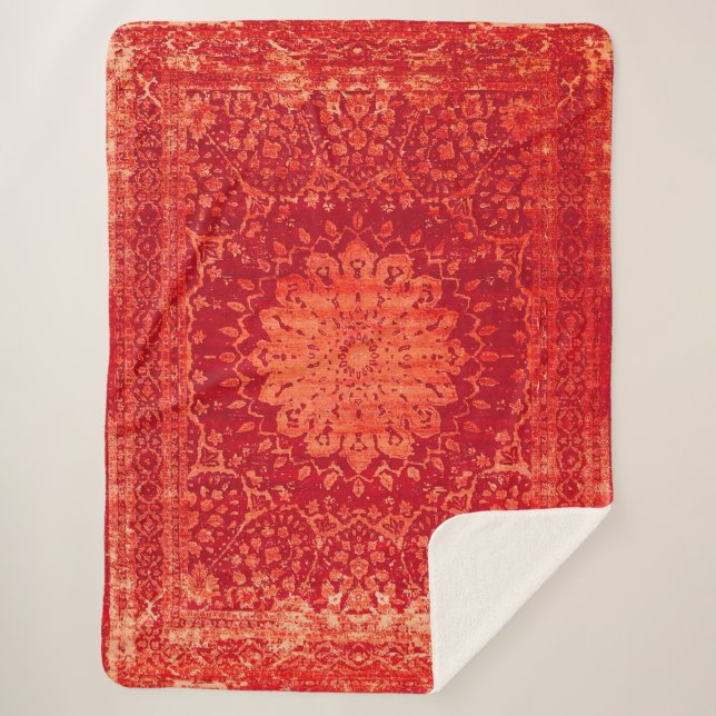 Couverture Sherpa Souk couché de soleil : Motif marocain d'Orange Ma (Devant)