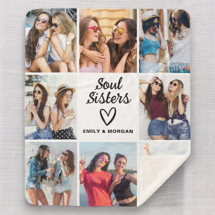 Couverture Sherpa Soul Soeurs Script Cadeau Pour Amis Photo Collage