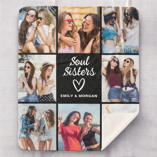 Couverture Sherpa Soul Soeurs Script Cadeau Pour Amis Photo Collage (Créateur téléchargé)