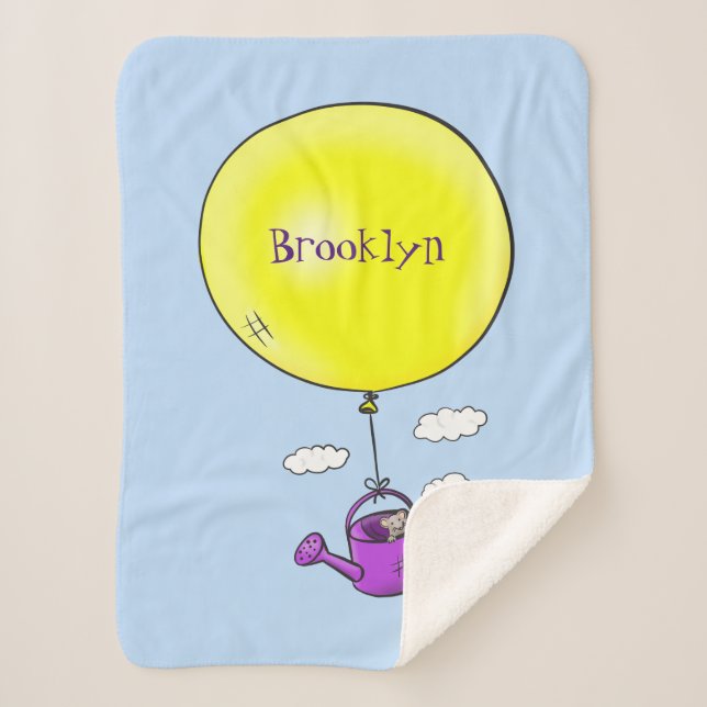 Couverture Sherpa Souris mignonne dans la canette d'arrosage avec de (Devant)