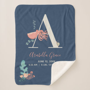 Couverture Sherpa Sous la mer Octopus Alphabet Lettre A Baby Stats
