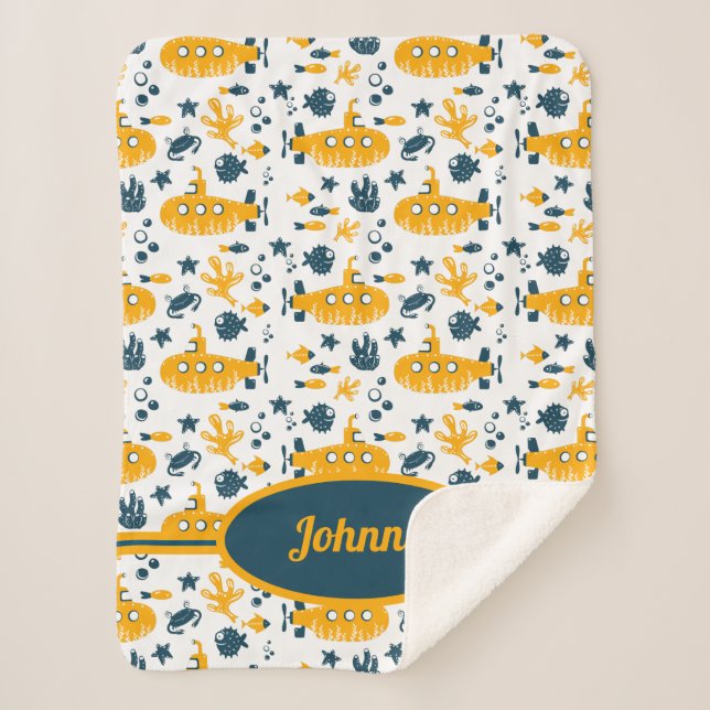 Couverture Sherpa Sous-marin de la Marine Cute sous-marine Océan Enf (Devant)