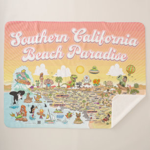 Couverture Sherpa Southern California Beach Paradise Fleece Blanket