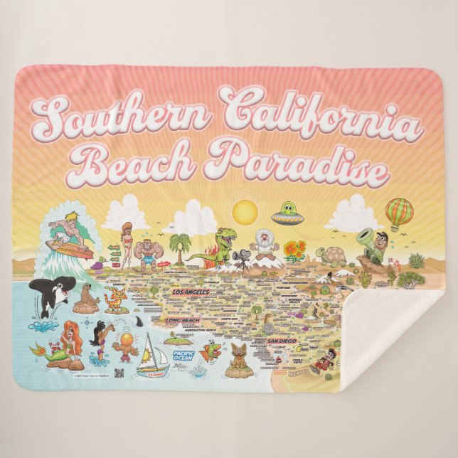Couverture Sherpa Southern California Beach Paradise Fleece Blanket (Devant (Horizontal))