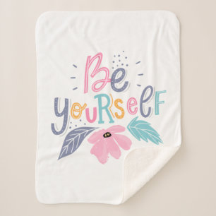 Couverture Sherpa Soyez vous-même Fleurs Pastel
