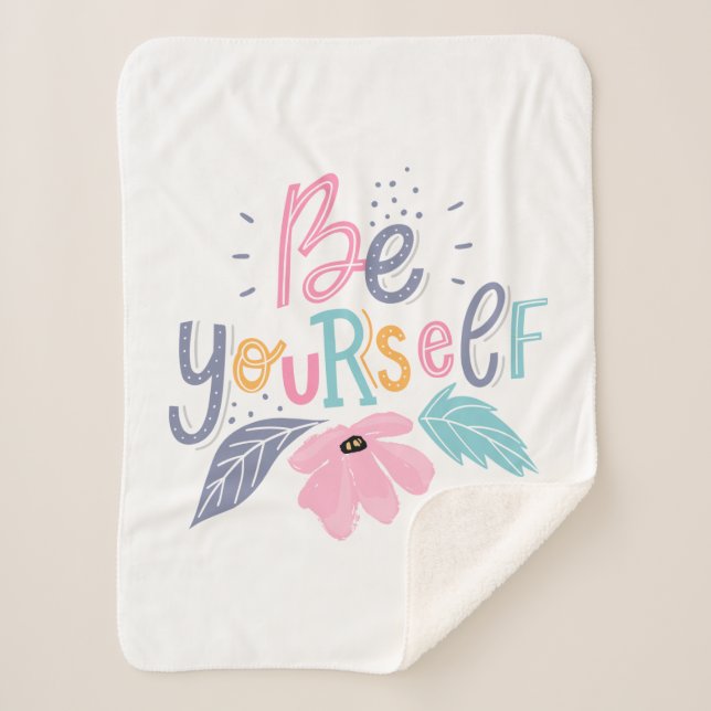 Couverture Sherpa Soyez vous-même | Fleurs Pastel (Devant)