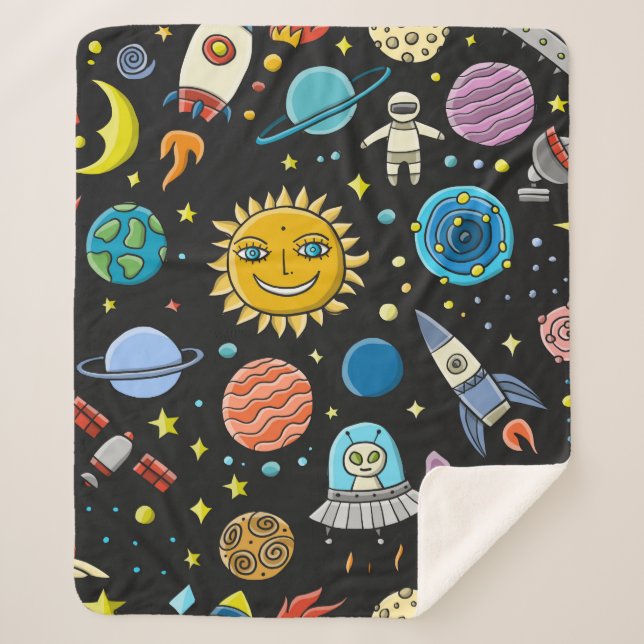 Couverture Sherpa Space Background. Planets of the solar system. Roc (Devant)