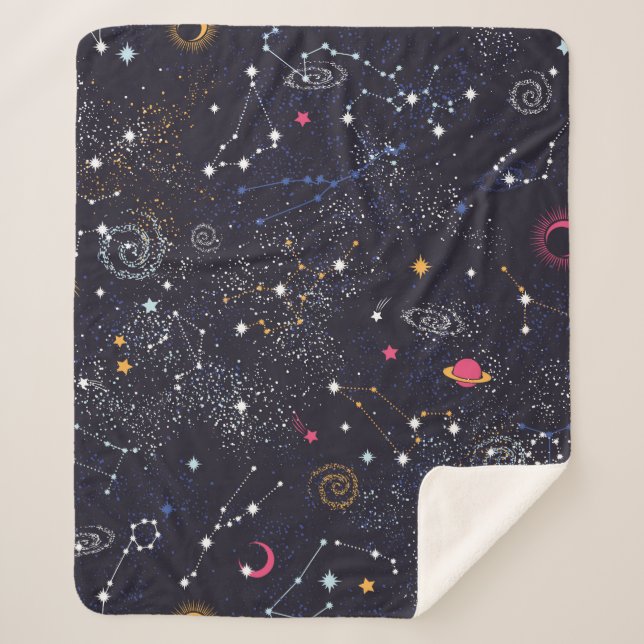Couverture Sherpa Space Galaxy constellation sans couture motif (Devant)