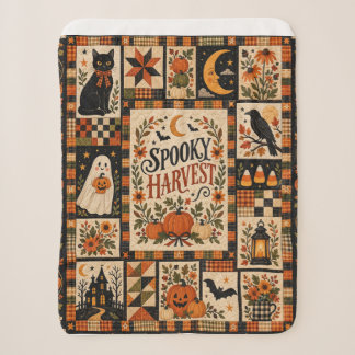 Couverture Sherpa Spooky Harvest Vintage Halloween Patchwork