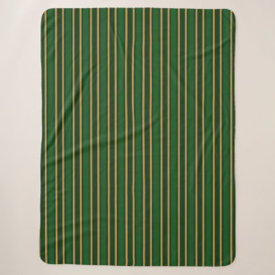 Couverture Sherpa Springbok vert et or bonbons rayures