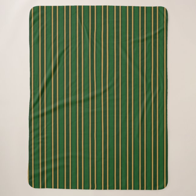 Couverture Sherpa Springbok vert et or bonbons rayures (Devant)