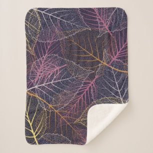 Couverture Sherpa Squelette feuille sans couture motif, arrière - pl