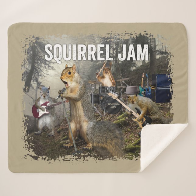 Couverture Sherpa Squirrel Jam - drôle de groupe de rock (Devant (Horizontal))