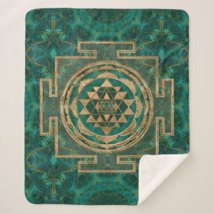 Couverture Sherpa Sri Yantra/malachite et or de Sri Chakra