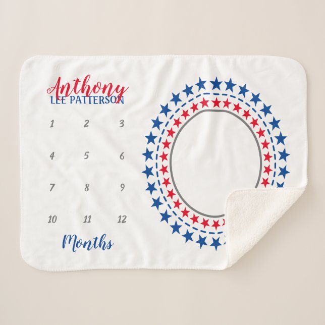 Couverture Sherpa Star Wreath Baby Milestone Photo Sherpa Blanket (Devant (Horizontal))