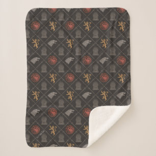 Couverture Sherpa Stark, Lannister, Targaryen, Motif du Trône de fe