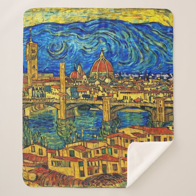 Couverture Sherpa Starry Starry Night Florence Italie (Devant)