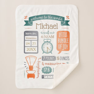 Couverture Sherpa Statistiques Bébé Faire-part de naissance Tan Tu