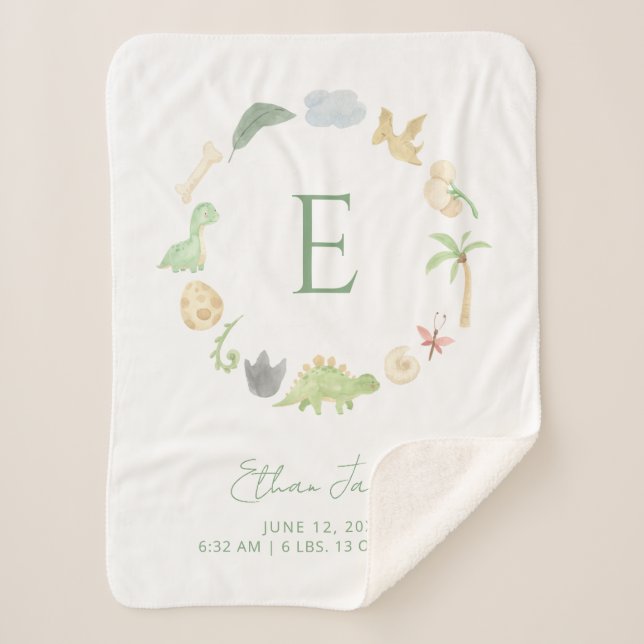 Couverture Sherpa Statistiques de naissance Monogramme Wreath mignon (Devant)