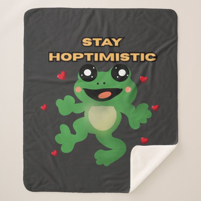 Couverture Sherpa Stay Hoptimistic Cute Frog Pun Funny Frog Lover Gi (Devant)
