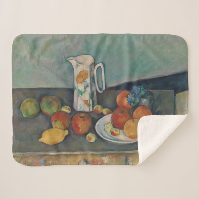 Couverture Sherpa Still Life, Milk Jug and Fruit on a Table, Cezanne (Devant (Horizontal))