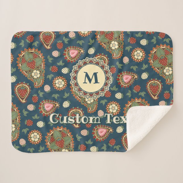 Couverture Sherpa Strawberry Paisley Pattern Sherpa Blanket (Devant (Horizontal))