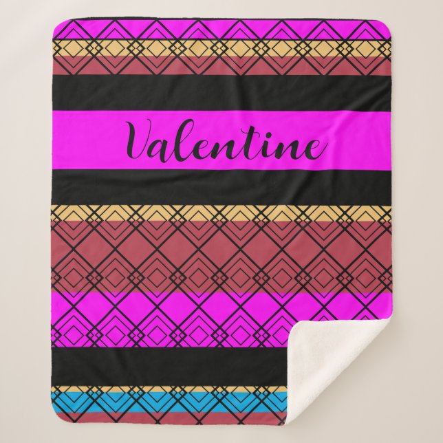 Couverture Sherpa Stripe Motif Cosy Romantique Boho Valentine (Devant)