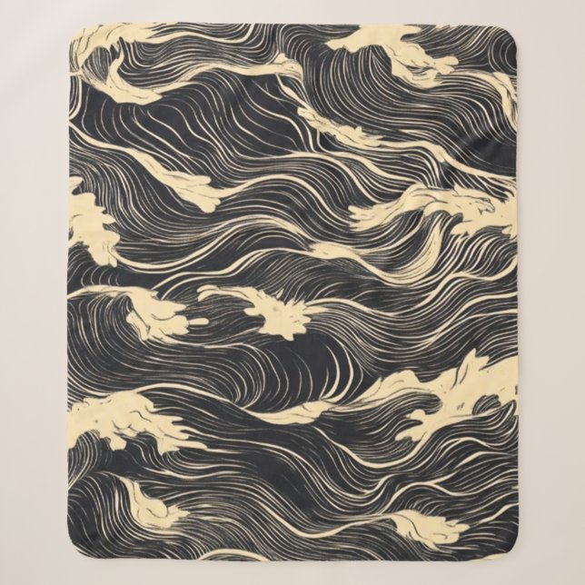 Couverture Sherpa Style côtier Motif vague (Devant)