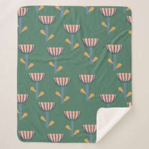 Couverture Sherpa Style folklorique scandinave modèle floral en ver