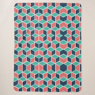 Couverture Sherpa Style moderne Cube de couleur géométrique moderne