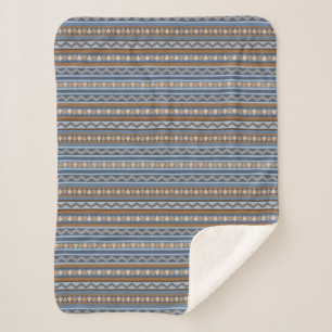 Couverture Sherpa Style sud-ouest Bleu et géométrique Brown Petit