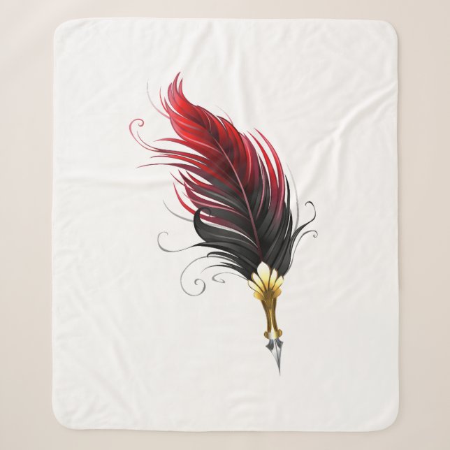 Couverture Sherpa Stylo rouge en plumes avec nib or (Devant)