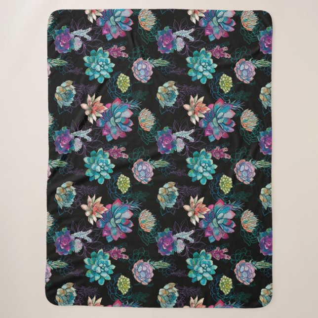 Couverture Sherpa Succulent Motif sans fil  (Devant)