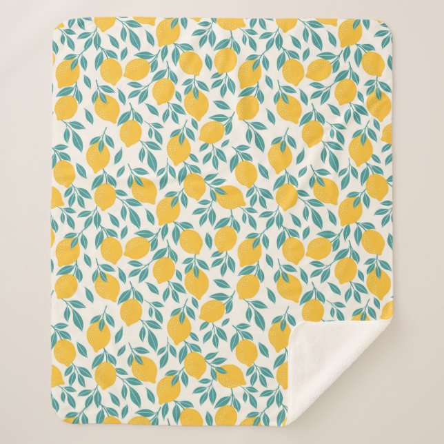 Couverture Sherpa Sucré Branches de citron Motif (Devant)